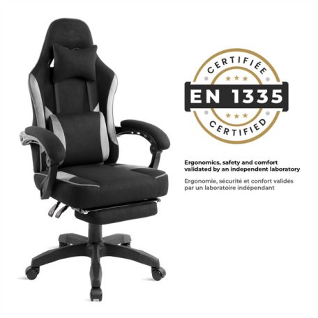 Spirit of Gamer szék - RAVEN (állítható dőlés/magasság; kihajtható lábtartó; max.120kg-ig, fekete)