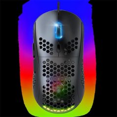   Spirit of Gamer Egér - S-PM4 RGB (Optikai, 12800DPI, 6 gomb, harisnyázott kábel, fekete)