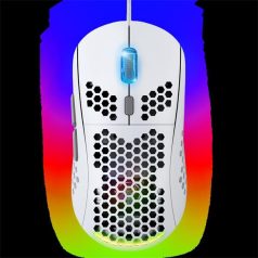   Spirit of Gamer Egér - S-PM4 RGB Arctic (Optikai, 12800DPI, 6 gomb, harisnyázott kábel, fehér)