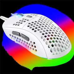   Spirit of Gamer Egér - S-PM4 RGB Arctic (Optikai, 12800DPI, 6 gomb, harisnyázott kábel, fehér)