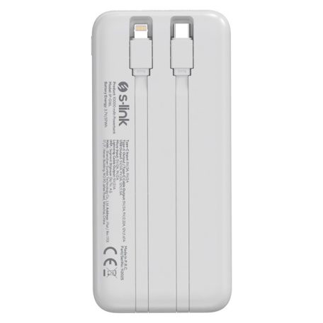 S-Link Powerbank - IP-G16L 10000mAh (3x Type-C, Lightning, 20W PD, led, fehér)