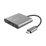   Trust Kábel Átalakító - Dalyx 3in1 Multiport USB-C (szürke, aluminium, USB-C apa / HDMI+Type-C+USB3.1 anya)