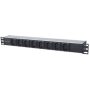   Manhattan elosztó - 19" 1U Rackmount elosztó, 8db C13 aljzat kiesés gátlóval (Anti-Shedding), 2m eltávolítható kábel