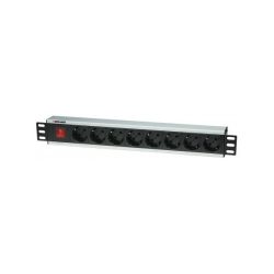 Manhattan elosztó - 19" 1,5U Rackmount elosztó, 8 aljzat, LED fény, 3m, ki-be kapcsológomb