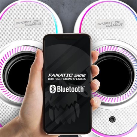 Spirit of Gamer Hangszóró 2.0 - Fanatic 500 Arctic (PC/Mac, Bluetooth/3,5mm Jack, fehér)