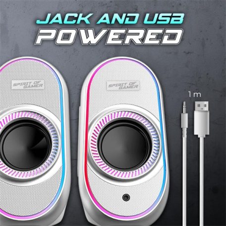 Spirit of Gamer Hangszóró 2.0 - Fanatic 500 Arctic (PC/Mac, Bluetooth/3,5mm Jack, fehér)