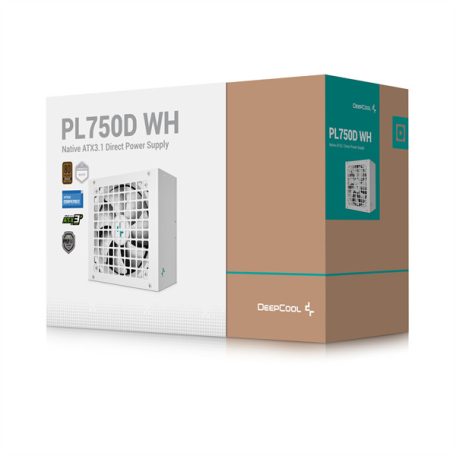 DeepCool Tápegység 750W - PL750-D WH (80 Plus Bronze, ATX3.1, Aktív PFC, 12cm, fehér)