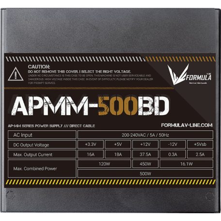 Formula Tápegység 500W - APMM-500BD (80 Plus Bronze, ATX3.1/PCIe 5.1, Aktív PFC, 12cm)