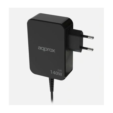 APPROX Telefontöltő - USB Type-C, 140W gyorstöltő + 1.8m kábel, Fekete