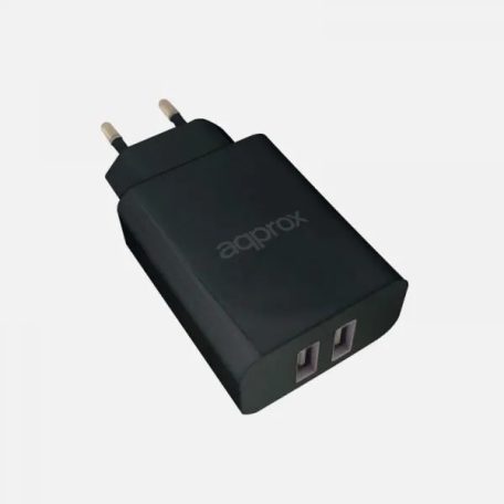 APPROX Telefontöltő - 2db USB2.0, 5V/2.4A, Fekete