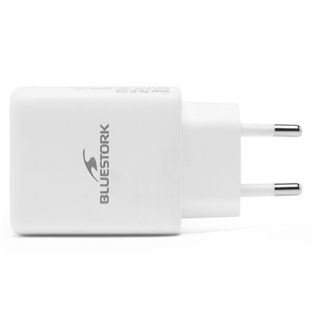 Bluestork Hálózati töltő - PW-65-CCA/0C (2xUSB-C, USB-A, 65W, fehér)
