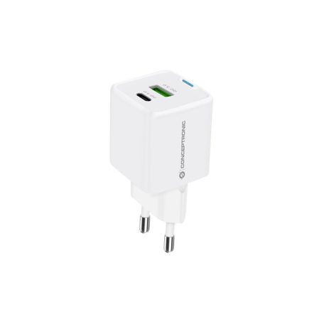 Conceptronic telefon töltő adapter+kábel - ALTHEA16W (USB-C+USB-A, 33W, 3in1 töltő kábel, fehér)