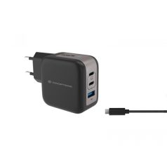   Conceptronic telefon töltő adapter+kábel - ALTHEA17B (2xUSB-C+USB-A, 67W, USB-C töltő kábel, fekete)