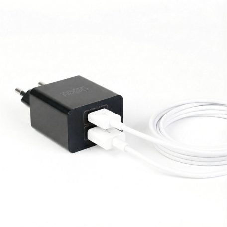 Delight Telefon töltő  - 2db USB, 5V/2,4A, Fekete