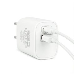   Delight Telefon töltő  - 1db Type-C + 1db USB PD20W gyorstöltéssel, Fehér