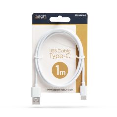   Delight kábel - USB-C töltőkábel (USB-C apa be-/kimenet; 1m, fehér)