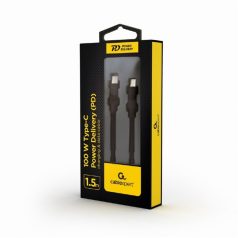   Gembird kábel - USB Type-C apa - USB Type-C apa 2.0 adat+töltőkábel 100W, Gyorstöltés, 1,5m, fekete)