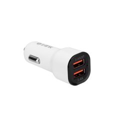   S-Link Autós töltő - SL-EC30T (2db USB, 5V/2.4A/3,4A, 17W, Type-C, 100cm adat+töltőkábel, fehér)