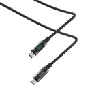 S-Link kábel - LCC-0100 (LED kijelző, 100W, Gyorstöltés, Type-C to Type-C 100cm adat+töltőkábel, fekete, fonott)