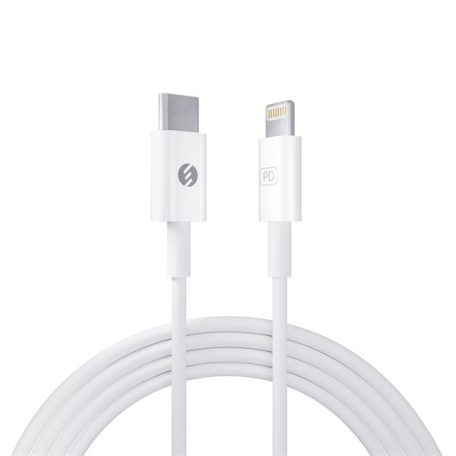 S-Link kábel - SL-C120 (2A, 20W, Gyorstöltés, Type-C to Lightning, adat+töltőkábel, fehér, 1m)