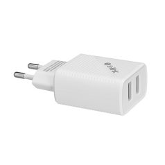   S-Link Hálózati töltő - SL-EC50L (2db USB, 5V/3A, 12W, Gyorstöltés, Lightning, 100cm adat+töltőkábel, fehér)
