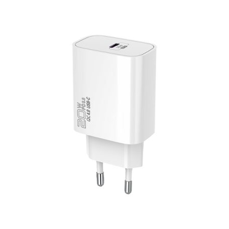 S-Link Hálózati töltő - SL-EC62PD (20W, QC4.0 Gyorstöltés,Type-C to Lightning, 100cm adat+töltőkábel, fehér)
