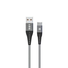   S-Link kábel - SL-STM60T (3A, 12W, Gyorstöltés, Type-C, 100cm adat+töltőkábel, szürke)