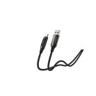 S-Link kábel - UC-066 (LED kijelző, 66W, Gyorstöltés, Type-C, 100cm adat+töltőkábel, fekete, fonott)