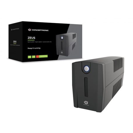 Conceptronic Szünetmentes  1000VA - ZEUS07E (4x IEC C13, line-interaktív, RJ45 vonalvédelem, HID USB, fekete)