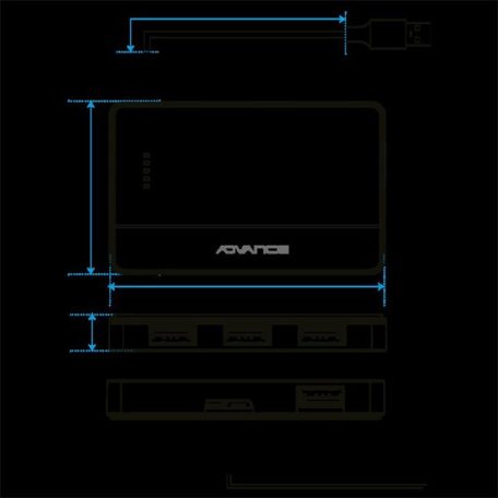 Advance USB Hub - XPAND STARTER HUB (USB-A to 4x USB-A3.0, fekete)