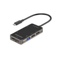   Promate USB Hub - PRIMEHUB LITE (USB-C 7in1 HUB, 1x4K HDMI, 1xUSB 3.0, 2xUSB 2.0, SD,mSD, 1xUSB-C, fekete)