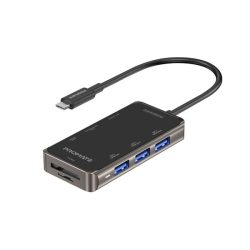 Promate USB Hub - PRIMEHUB MINI (USB-C 8in1 HUB, 100W PD, 1x4K HDMI, 3xUSB 3.0, 1xUSB 2.0, 2xUSB-C, SD,mSD, 1xUSB-C)