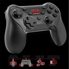   Advance Gamepad Vezeték Nélküli - GTA Gamepad (USB, 12 gomb, PC és PS3 kompatibilis, fekete-piros)