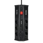 S-Link Túlfeszültségvédő - PRZ03 (3m, 630 Joule, 2xUSB-A, 2xType-C, 2.4A/5V, 6000V, 6db schuko)