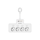 S-Link Túlfeszültségvédő - PRZ08 (15cm, 210 Joule, USB-A, 2xType-C, 16A, 3.4A/5V, 3680W, 4db schuko, fehér)