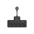 S-Link Túlfeszültségvédő - PRZ08 (15cm, 210 Joule, USB-A, 2xType-C, 16A, 3.4A/5V, 3680W, 4db schuko, fekete)