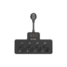   S-Link Túlfeszültségvédő - PRZ08 (15cm, 210 Joule, USB-A, 2xType-C, 16A, 3.4A/5V, 3680W, 4db schuko, fekete)