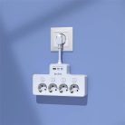 S-Link Túlfeszültségvédő - PRZ08 (15cm, 210 Joule, USB-A, 2xType-C, 16A, 3.4A/5V, 3680W, 4db schuko, fehér)