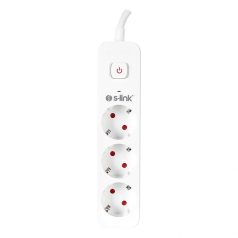   S-Link Túlfeszültségvédő - SPG301S (1,5m, 750 Joule, 16A, 3680W, 3db schuko, fehér)