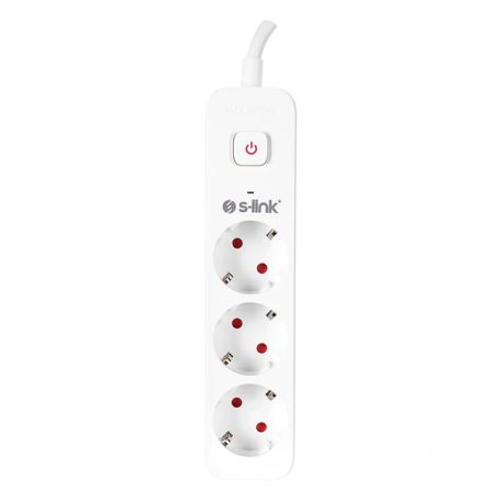 S-Link Túlfeszültségvédő - SPG301S (1,5m, 750 Joule, 16A, 3680W, 3db schuko, fehér)