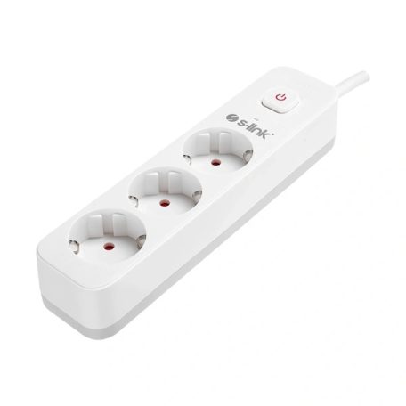 S-Link Túlfeszültségvédő - SPG301S (1,5m, 750 Joule, 16A, 3680W, 3db schuko, fehér)