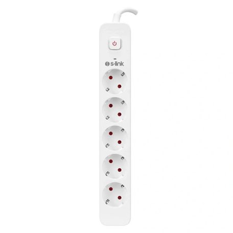 S-Link Túlfeszültségvédő - SPG501S (1,5m, 750 Joule, 16A, 3680W, 5db schuko, fehér)
