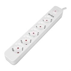   S-Link Túlfeszültségvédő - SPG501S (1,5m, 750 Joule, 16A, 3680W, 5db schuko, fehér)