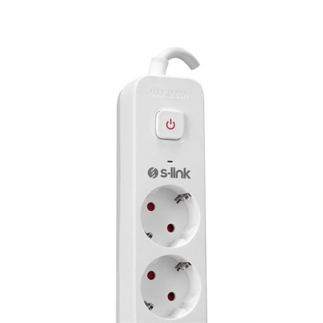S-Link Túlfeszültségvédő - SPG501S (1,5m, 750 Joule, 16A, 3680W, 5db schuko, fehér)