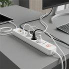 S-Link Túlfeszültségvédő - SPG501S (1,5m, 750 Joule, 16A, 3680W, 5db schuko, fehér)