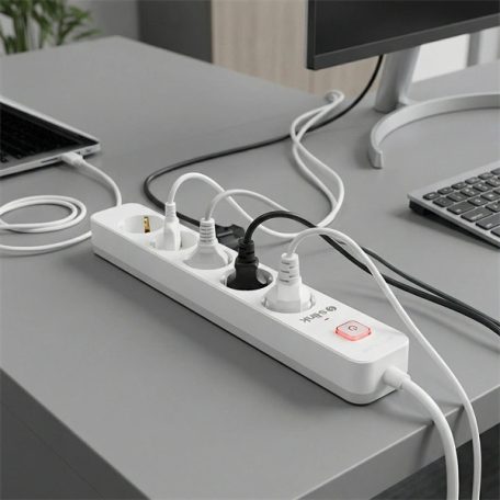 S-Link Túlfeszültségvédő - SPG501S (1,5m, 750 Joule, 16A, 3680W, 5db schuko, fehér)