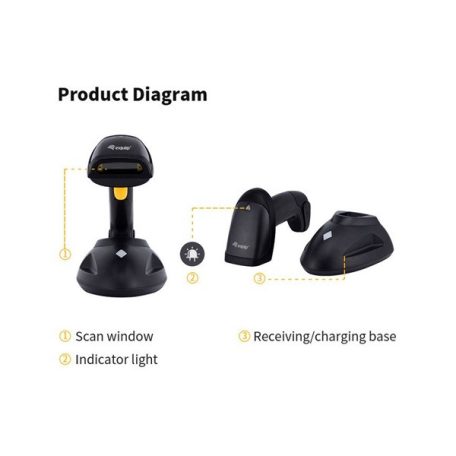 Equip Kézi Vonalkód olvasó - 351025 (1D, lézeres, állvánnyal, vezeték nélküli, nagy hatótáv, fekete)