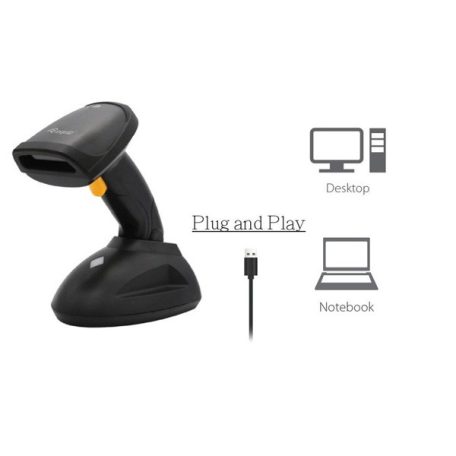 Equip Kézi Vonalkód olvasó - 351025 (1D, lézeres, állvánnyal, vezeték nélküli, nagy hatótáv, fekete)