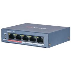   Hikvision DS-3E0105P-E/M (B) 5 portos PoE switch (30 W), 4 PoE + 1 uplink port, nem menedzselhető