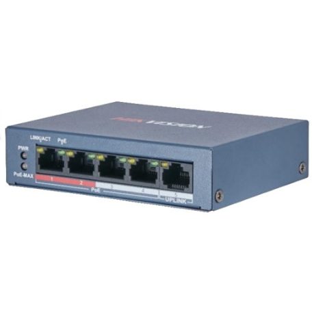 Hikvision DS-3E0105P-E/M (B) 5 portos PoE switch (30 W), 4 PoE + 1 uplink port, nem menedzselhető